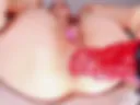 Monster red toy deep in ass