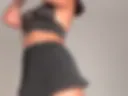 Black mini dress getting naked and masturbating