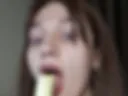 Sexually eat a banana