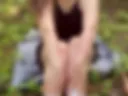 Play with dildo in the forest and cum