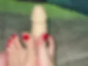 Feet with dildo