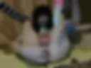 Anal sex with a very large tentacle dildo D2