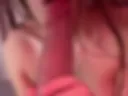 Sucking a big dildo