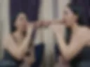 Mirror sloppy blowjob