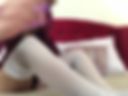 Yummy toes, white stockings and blue nails fetish!