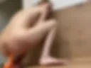 Dildo in ass on the kitchen table