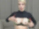 pussy close, titties and masturbation with extremely long red nails, 2 min in English