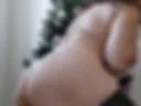 Holiday dildo fuck in front of Christmas tree