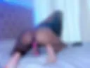 Riding Dildo doggy in bed