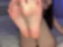 massaging my pink feet with oil