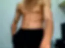 Bare torso and teasing through the trousers