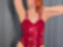 Red bodysuit and naked ass