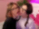 kiss and touches each others