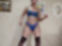 in blue lingerie