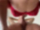 blowjob with a view of bare tits from below