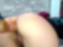 Big ass doing Anal Farting fuck with big dildo and real cock