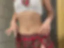 Sexy dance in a student costume with her butt doggy style
