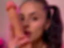 Big dildo BJ and gagging