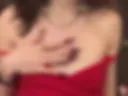 a girl in a red dress