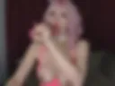 Silicone Barbie with pink hair, nails and pink linen sucks your dick saliva and asks to cum in her mouth