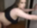 Shaking my stomach and breasts hard, side view