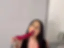 Solo red Dildo riding