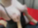I'm riding a strapon with my tits forward.