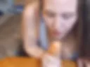 Sucking 9inch white cock Sloppy Blow Job Toy Private Show