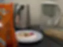 Naked evening kitchen cleanup