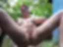 DOUBLE FACE SQUIRT WHILE LYING NAKED ON THE GROUND