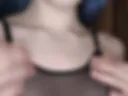 Small tits in transparent nylon bra