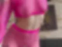 Fishnet pink stockings and cute previews of her sexy tits and asshole