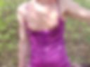 A walk to the lake through the bushes with bare boobs in a nightgown