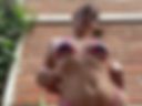 Playing with my Big tits in the garden🍒🌳