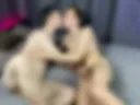 Two guys are having a lot of fun with each other
