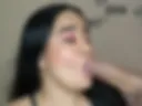 With the cock between my lips ummmm