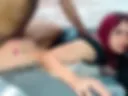 Submissive redhead receiving a rough Anal fucking in Prone bone in the Sofa until cum inside and Dripping Creampie in a glass cup.