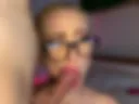 ! Mike cums hard on Sophie's glasses after a blowjob.