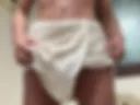 Cumming in towel