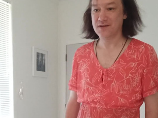 In a red dress in the chat