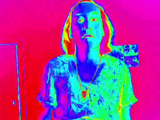 In a red dress, sitting, standing and lying down