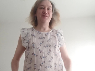 In a sundress and white tights