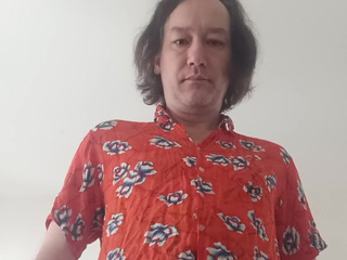 In a red shirt and thick tights