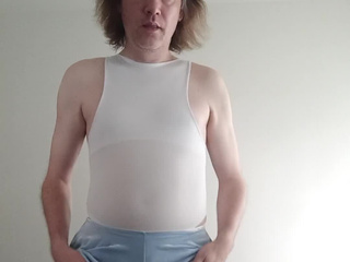 Shorts and a bodysuit. And then without shorts, just a bodysuit and white stockings.