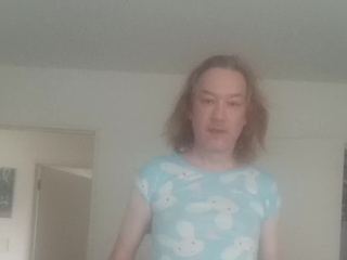 In a nightgown with bunnies and without panties, romantic