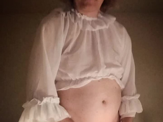 In one translucent blouse at night, with hearts around it