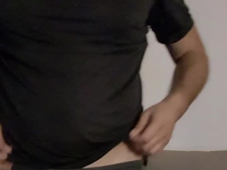 Teasing to a fan in the night