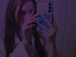 Teasing in front of the mirror