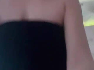 Hot babe in stokings make a sexy tease in black lingerie