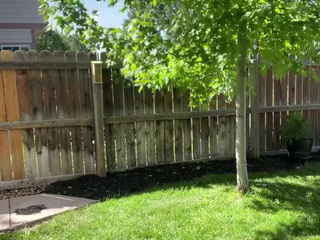 Hot June day in the yard cooling off w hose